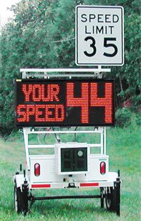 Speed monitor beside roadway